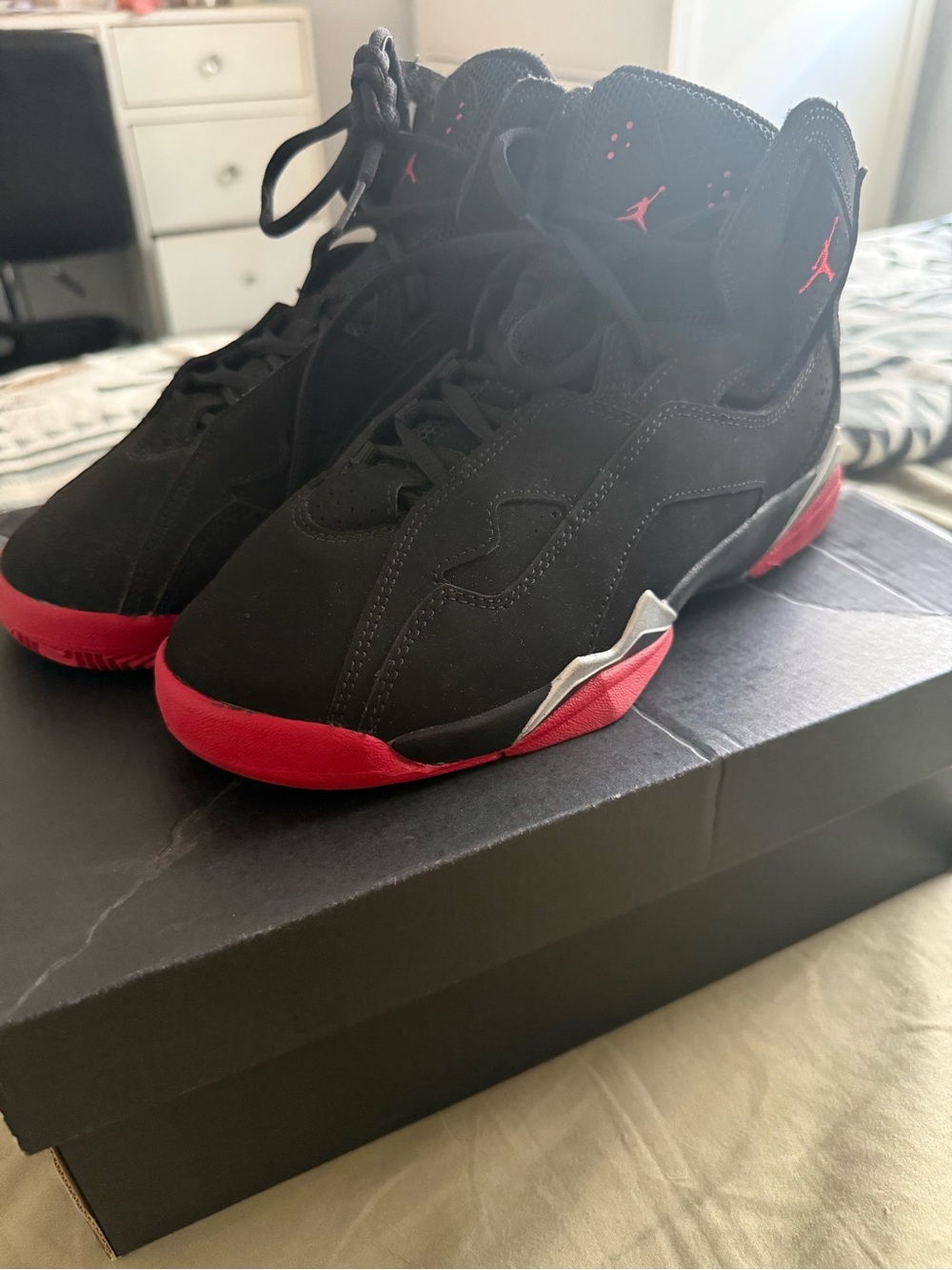 Jordan Black and Red High-Top Basketball Shoes